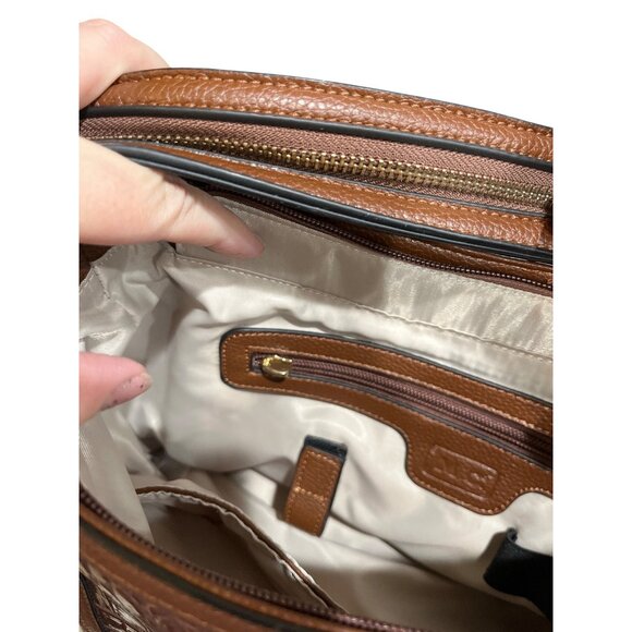 MC Marc Chantal Hobo Croco-Embossed Kayden Brown Shoulder Bag With Tassel Accent - Picture 8 of 9